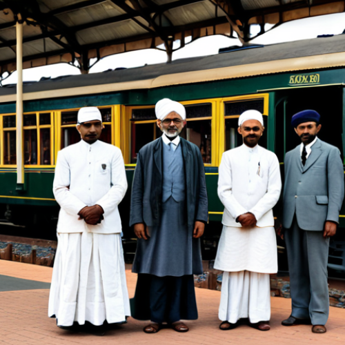 Home 17 **
"A young Mohandas Gandhi, fully clothed in modest Indian attire, stands on a South African train platform in 1893. Passengers look on with mixed expressions. The scene evokes a sense of injustice and determination. Background: A vintage steam train and a bustling, colonial-era train station. Perfect anatomy, correct proportions, natural pose, professional photography, high quality, safe for work, appropriate content, fully clothed, professional."
**