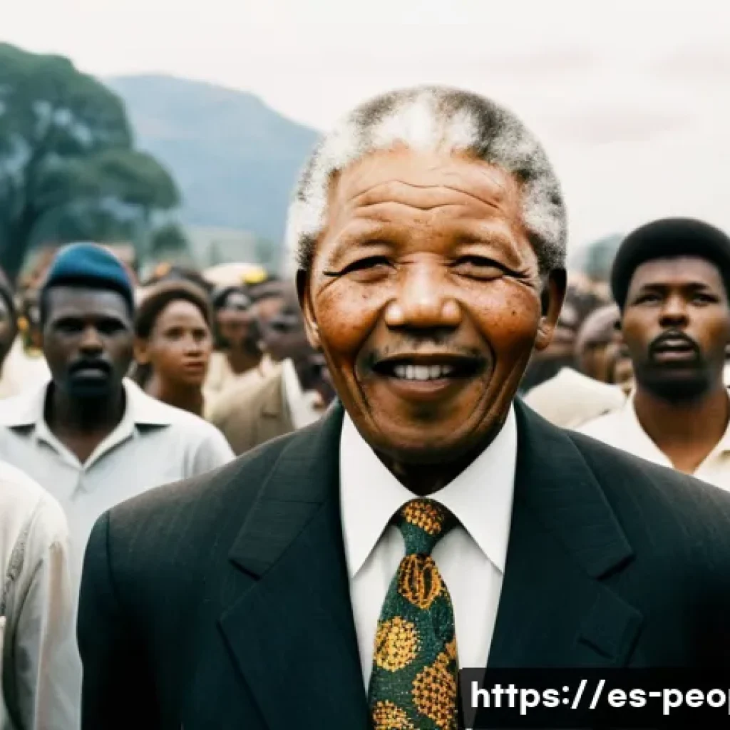 넬슨 만델라 인권 운동 - A powerful scene depicting Nelson Mandela leading a diverse group of South African activists during ...