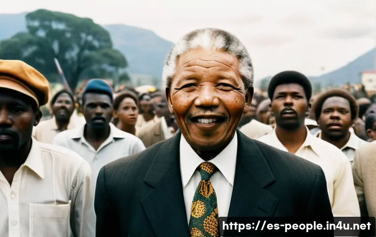 넬슨 만델라 인권 운동 - A powerful scene depicting Nelson Mandela leading a diverse group of South African activists during ...
