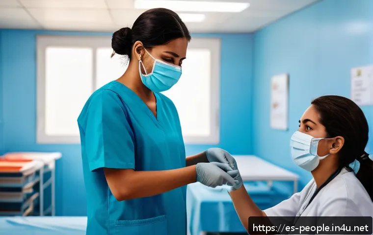 빌 게이츠 글로벌 건강 프로젝트 - A vibrant scene depicting healthcare workers in a Latin American rural clinic administering next-gen...